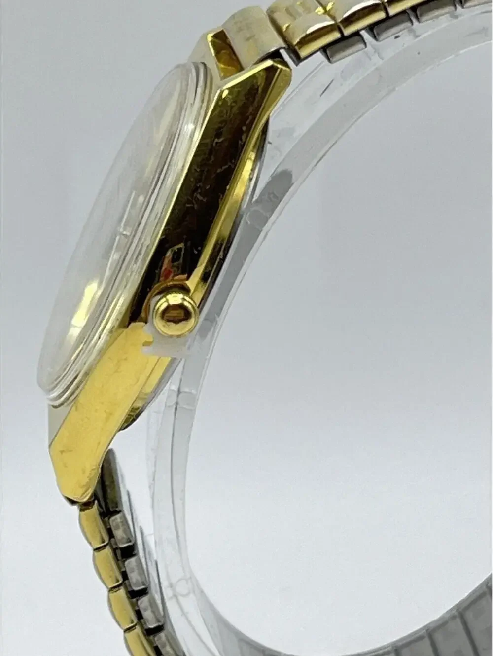 Pulsar Watch Vintage V533-8A70 Gold Tone Day-Date Dial Men's Watch 34mm Works